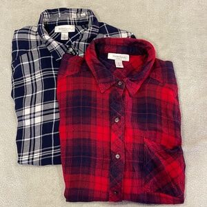Maternity Plaid Button Down Flannel Size Medium Large Bundle